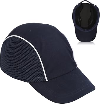 Hard Hat Baseball Bump Cap Impact-Resistant Lightweight Breathable Hard Hat Head Protection with Reflective Strip, Black