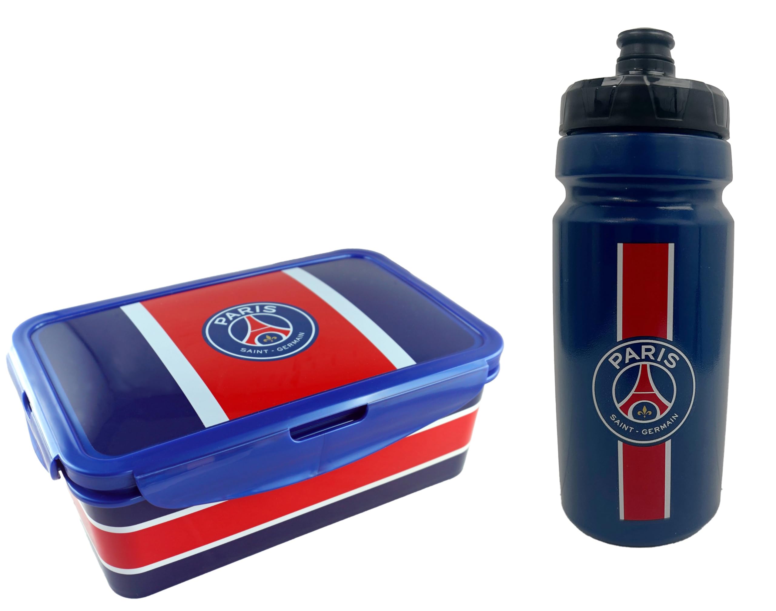 Paris Saint-Germain Trinkflasche + Brotdose, Offizielle Kollektion PSG, 590 ml, Blau