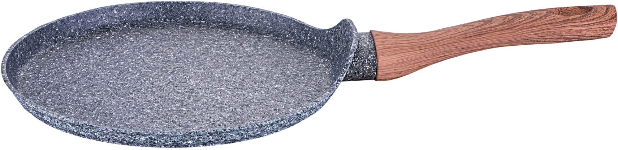 Blaumann 24cm Non-Stick Tawa for Induction & LPG Stoves (Grey Marble)