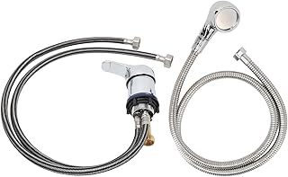 Shampoo Bowl Faucet with 70cm Pipe 120cm Soft Hose, Shampoo Bed Sprayer Kit with Hot Cold Water Valve for Shampoo Bed Bowl or Backwash Unit