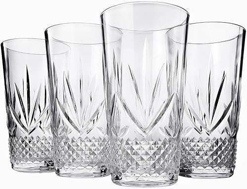 Miniatura 2 de Vasos grandes de plástico Highball para beber, inastillables y reutilizables, acrílico transparente, juego de 4 unidades, vasos de cristal similar,