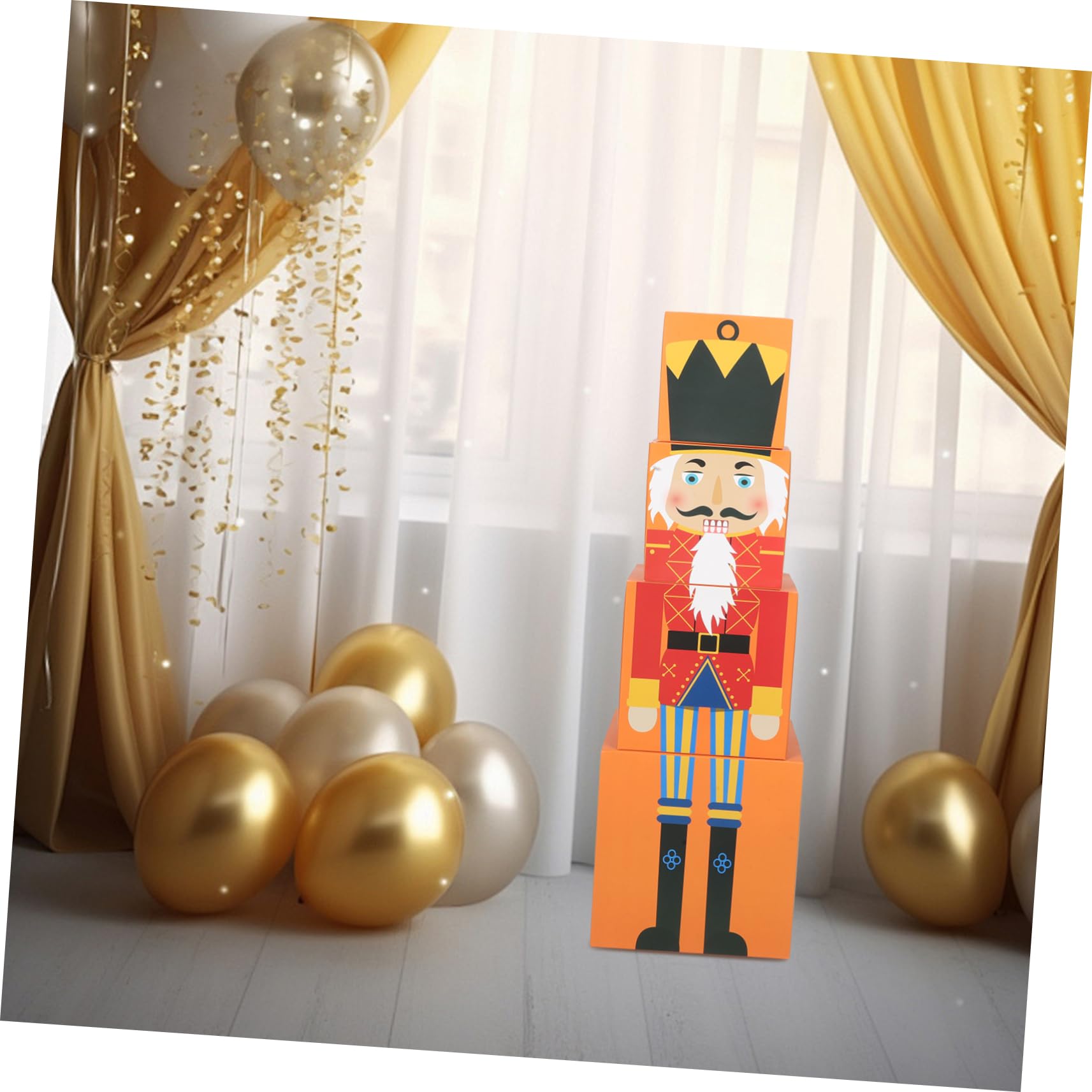 HEALSOPTHY Cajas Apilables Decorativas para Navidad Almacenamiento Multifuncional de Espacio y Decoración Festiva para Fiestas y Regalos
