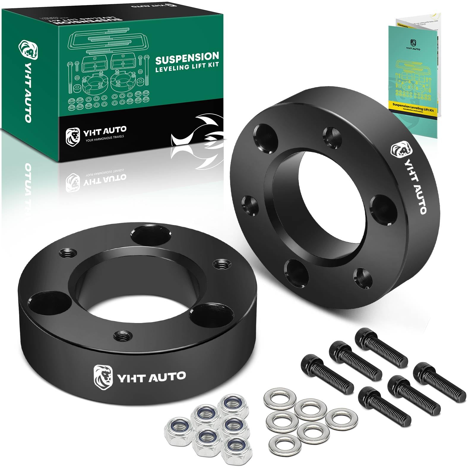 2.5 inch Front Leveling Lift Kit, Aluminum Strut Spacers w/Hardware Kit Compatible with 2004-2023 Nissan Titan/Armada, RWD/4WD, Suspension Leveling Kit Set of 2