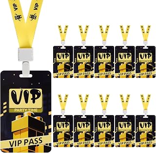 10 Sets Building Blocks Pass Cards with Badge lanyards, VIP Passes with Lanyard for Building Blocks Party Decorations Career Day Party, Backstage Access, Building Blocks Birthday Party Supplies