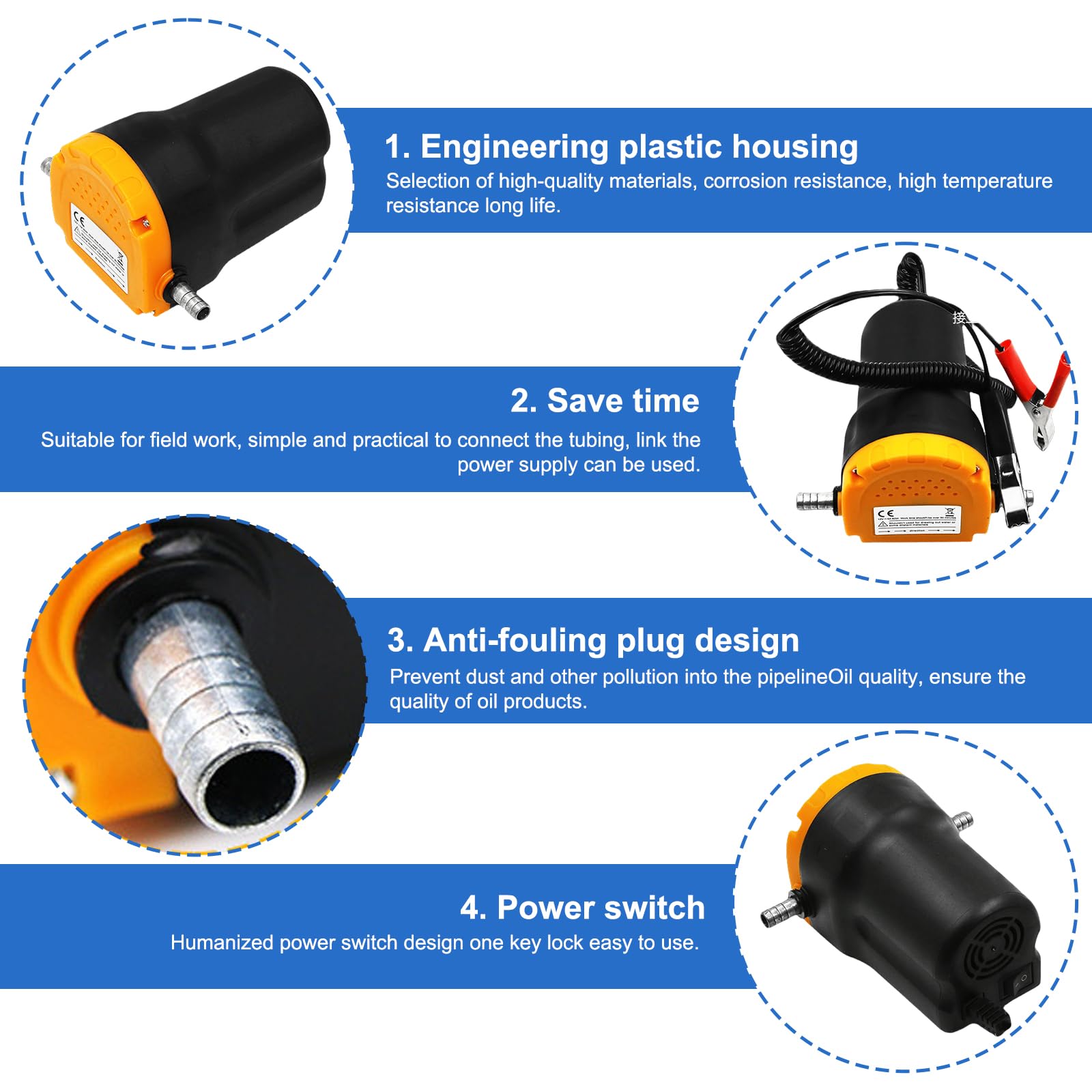 Pompe d'aspiration d'huile électrique, pompe diesel, pompe à huile 12V, pompe d'aspiration, pompe à huile, pompe diesel, pompes à carburant, pompe de transfert de carburant avec tuyaux pour bateaux