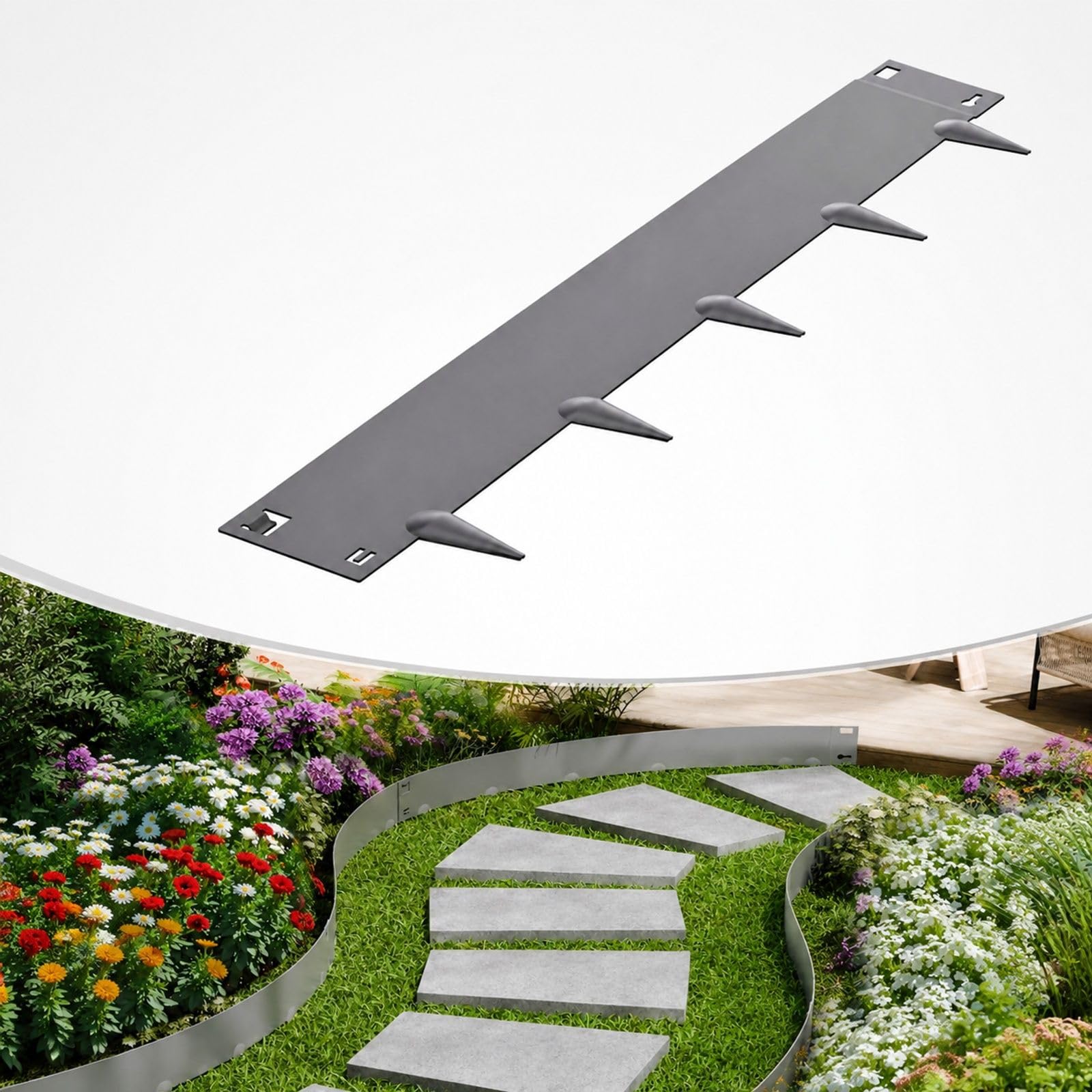 Bordure de Jardin en Acier, Lot de 5 pièces Gris foncé pour pelouse et parterres