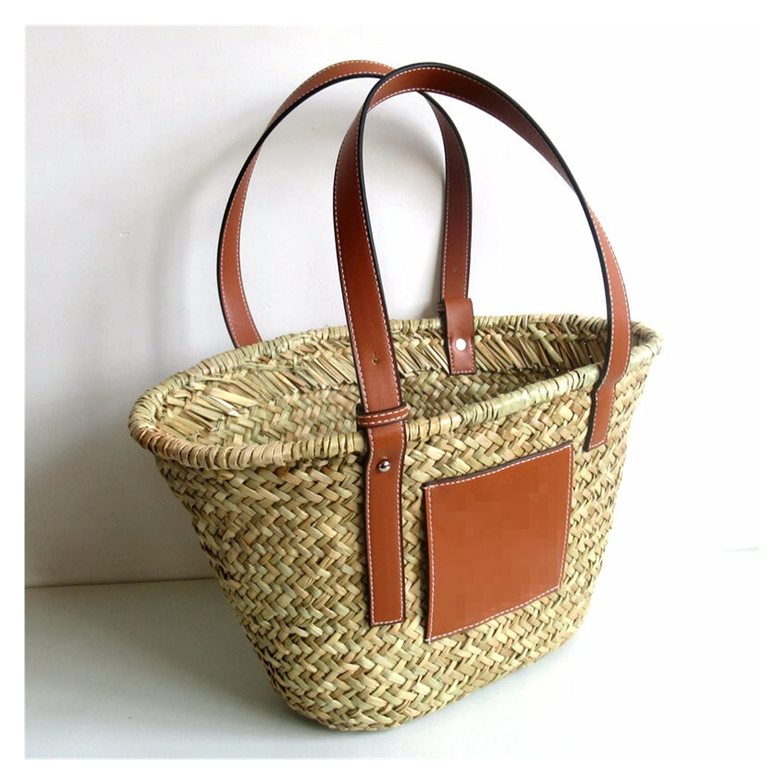 Capazo Playa Mujer,Cesta Playa Bolsas de la canasta de la paja de la playa de verano Casual Ratán de gran capacidad Tote de las mujeres Bolsos de las marcas Diseñador de mimbre Woven Lady Mano(Brown b