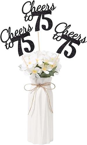 Miniatura 22 de Gexolenu Cheers to 21, paquete de 10 piezas de centros de mesa de cumpleaños número 21 con purpurina negra de doble cara para mesas, palitos