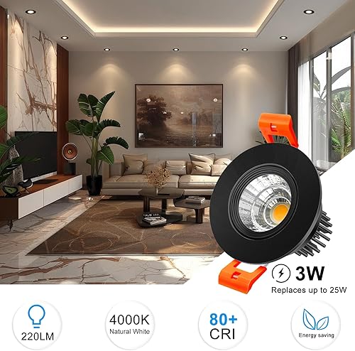 Miniatura 10 de inShareplus Luces empotrables LED de 2 pulgadas, regulables COB empotradas, 3000 K blanco cálido, CRI80, luces de techo con controlador LED, paquete