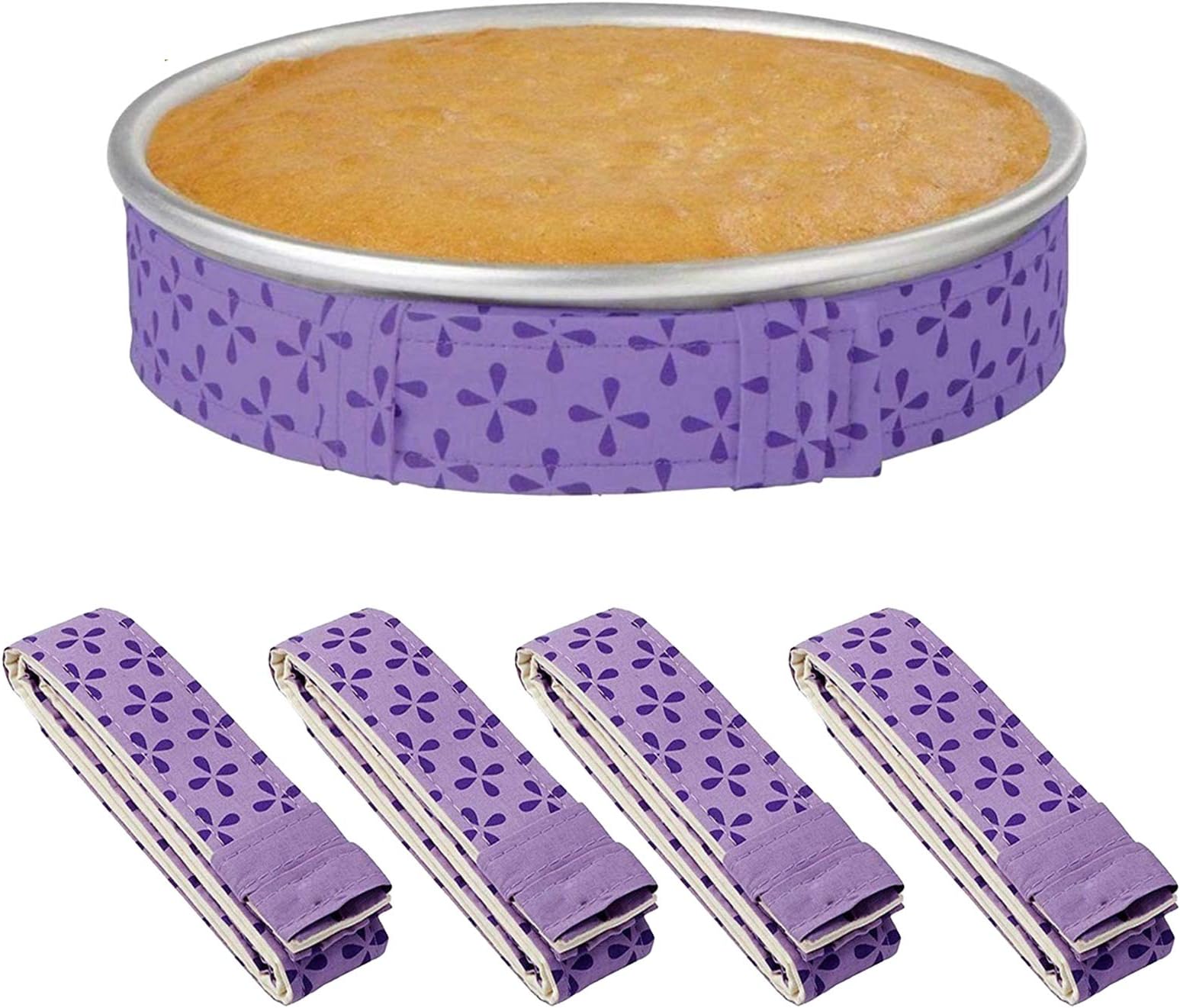 4-Piece Cake Pan Dampen Strips, Super Absorbent Thick Cotton Strips for Baking, Cake Leveler and Baking Supplies