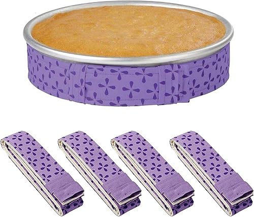 Mity rain Tiras para Amortiguar Bandeja de Pastel de 4 Piezas, Tiras de Algodón Gruesas Superabsorbentes para Hornear, Nivelador de Pastel y