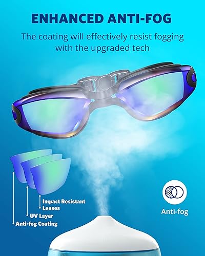 Miniatura 10 de Aegend Gafas de natación, gafas de natación sin fugas, protección completa para adultos, hombres, mujeres y jóvenes