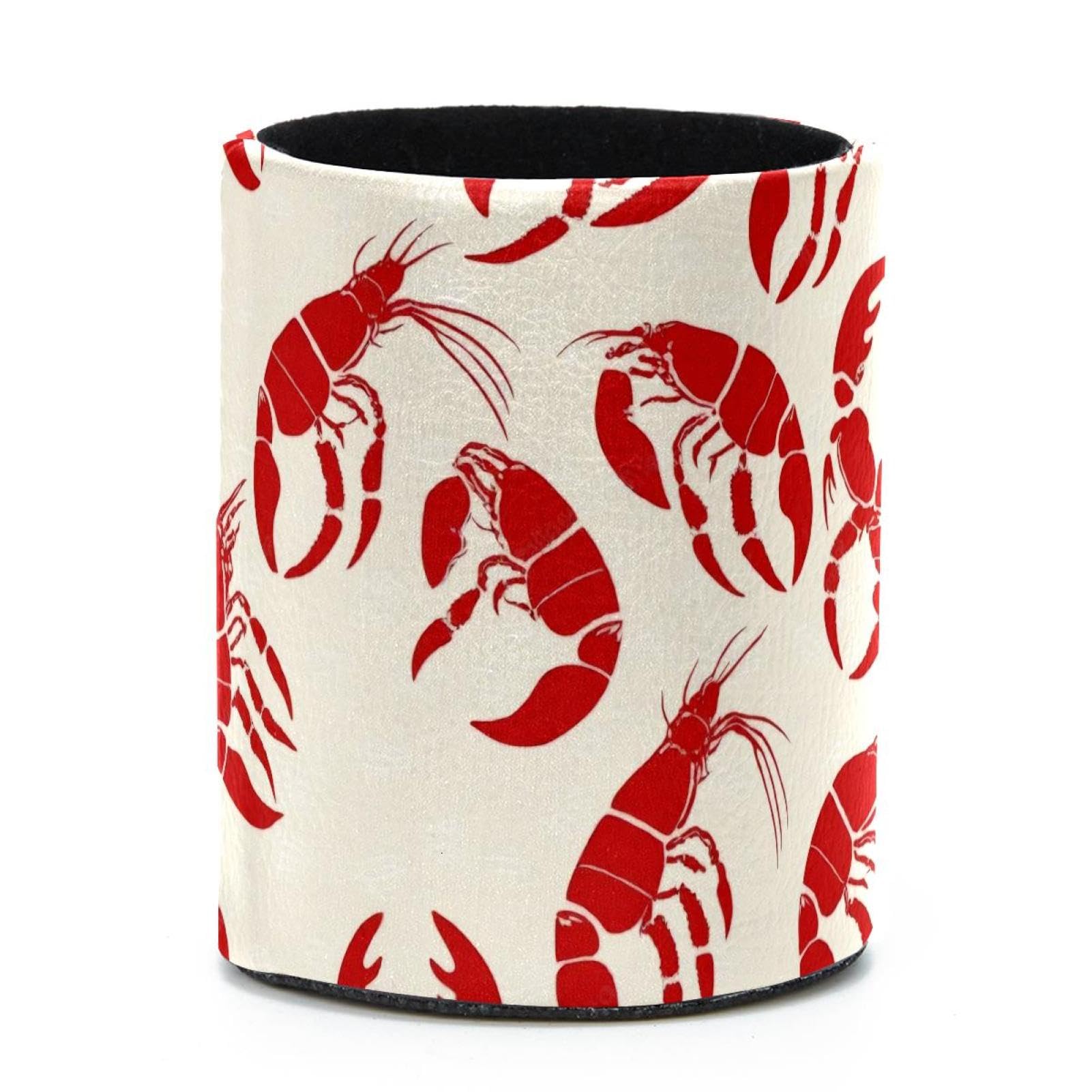 VAPOKF Round Pencil Holders for Desk, Red Lobsters Pen Holders Pen Pot Makeup Brushes Storage Desktop Stationery Supplies Organiser for Home Office