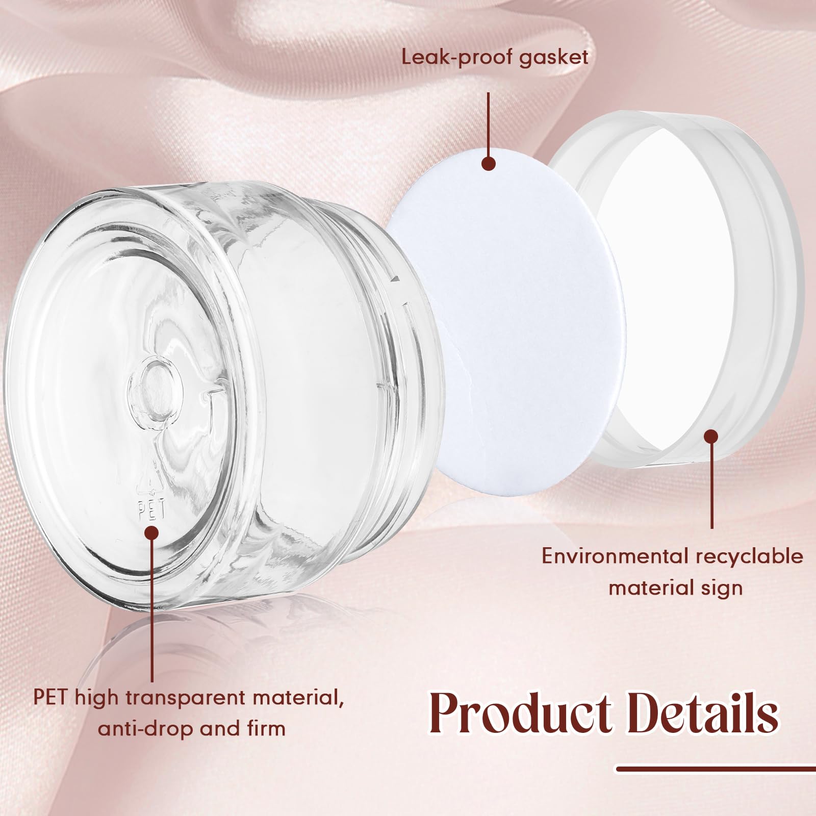 SATINIOR Lot de 100 petits bocaux en plastique transparent avec couvercles à large ouverture pour lotion, crème, strass, beurres corporels, rangement de voyage (transparent, 28,3 g)