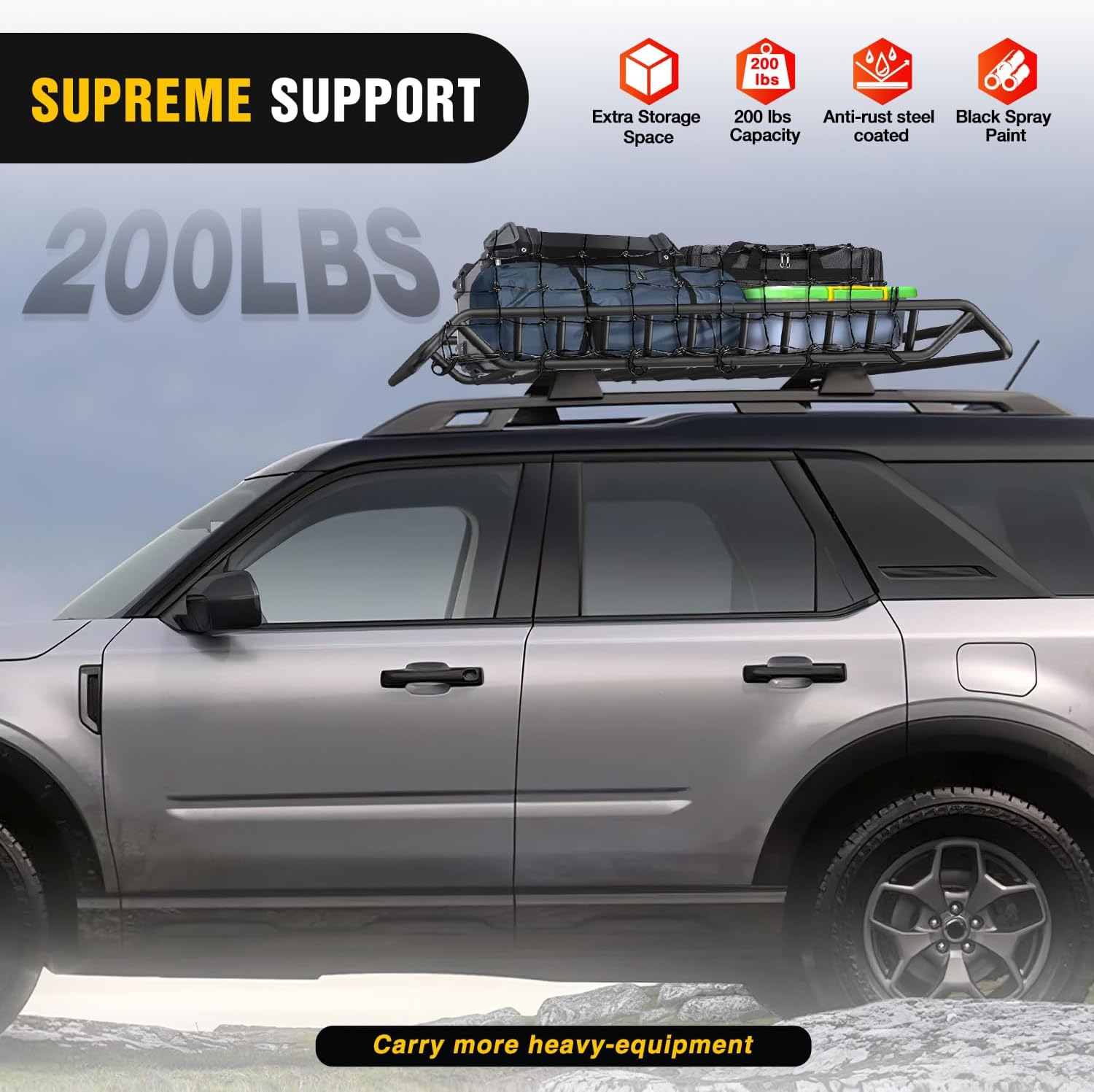 Nilight 51" X 36" X 5" Universal Roof Rack Cargo Basket Heavy-Duty 200LBS Capacity Rooftop Cargo Carrier Luggage Holder for SUV Truck Vehicle