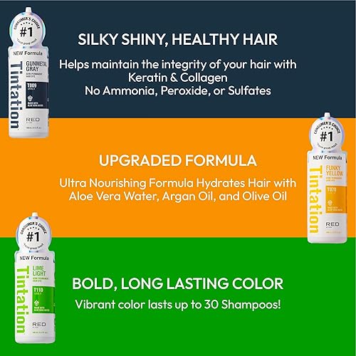 Vista 188 de Kiss Tintation Tratamiento de color semi-permanente para el cabello, 5.0 US fl oz (148 ml), rojo oscuro (Red Velvet)