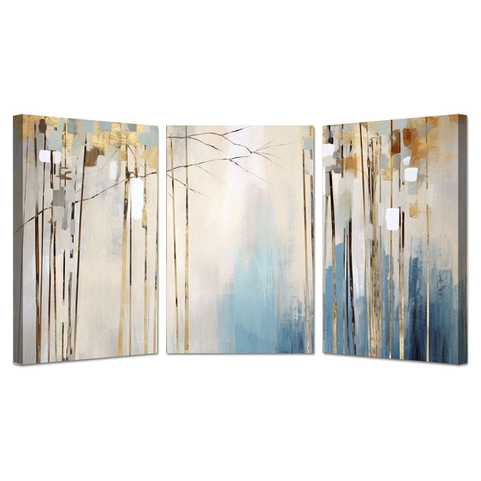 AMXBZC 3 Piezas Cuadro Abstracto Modernos Lienzo Árbol de graffiti natural Salon baño Comedor dormitorio Decoración de pared pósteres Arte Impresión（Oro-40x60cmx3 Enmarcado