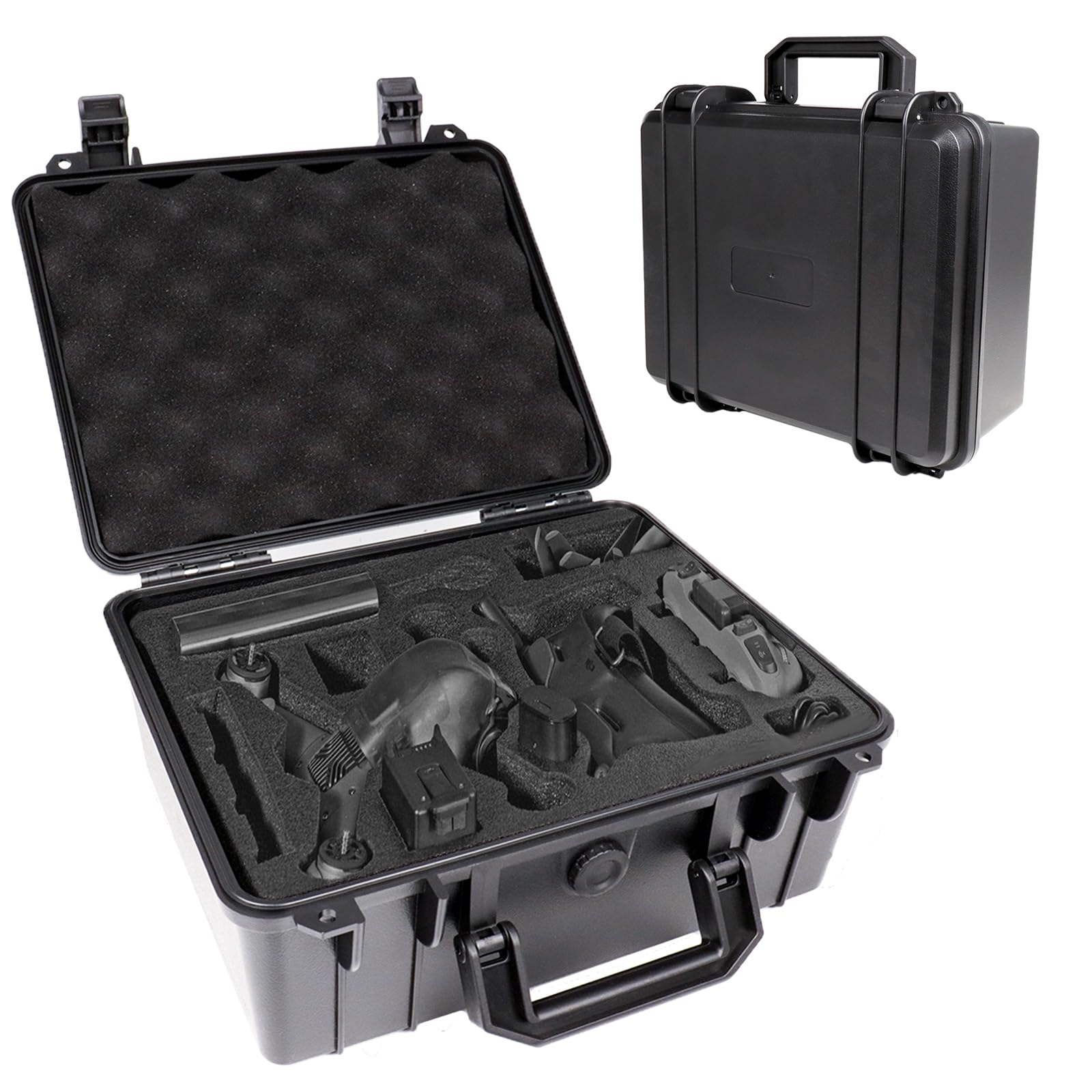 Shockproof Tool Case Waterproof Hard Case with DIY Customizable Foam Insert Portable Protective Case for Camera Drones Equipments Tools Test Instruments (28 x 24 x 13cm, Black)