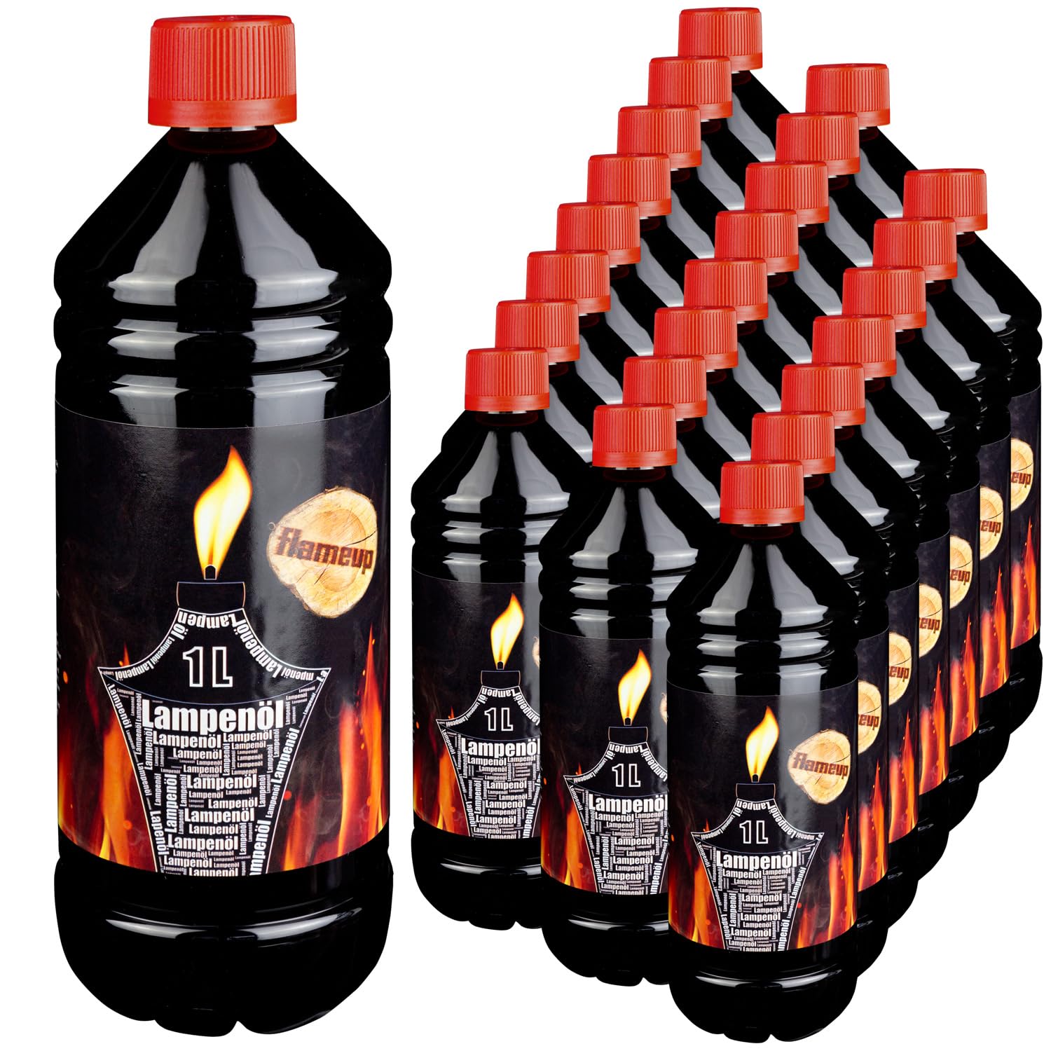 Lampenoel 1-48 Liter Lampenöl Oel Garten Fackeln Laterne Fackel Öl Innen Camping Flasche Oil Outdoor Öllampe Petroleum Lampe flüssig Gartenfackeln Flameup, Anzahl:24 L