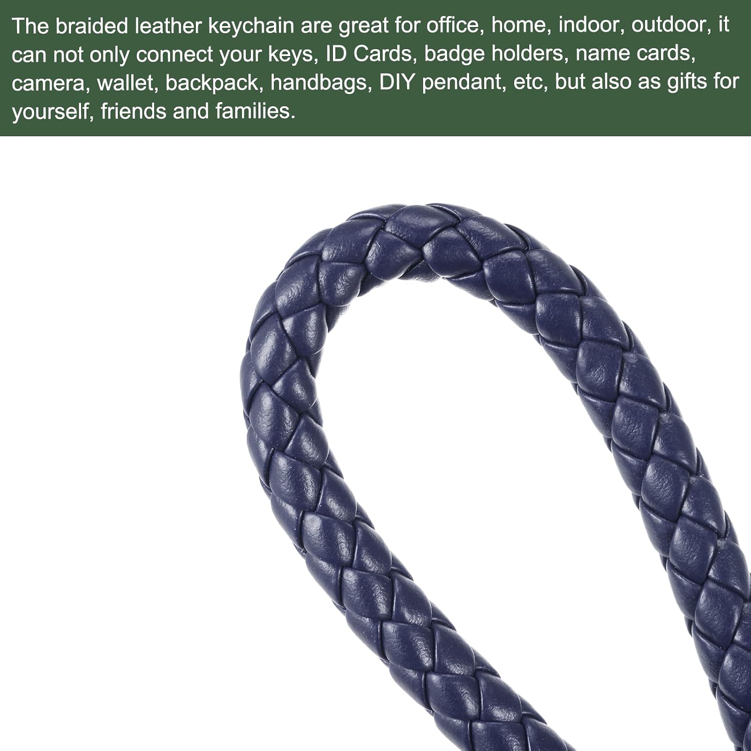 YOKIVE 3 Pack Braided Leather Keychain, Woven Rope Weave Strap Key Chain with Keyring, Great for Car Key Bag Purse(Dark Blue, 12-cm)