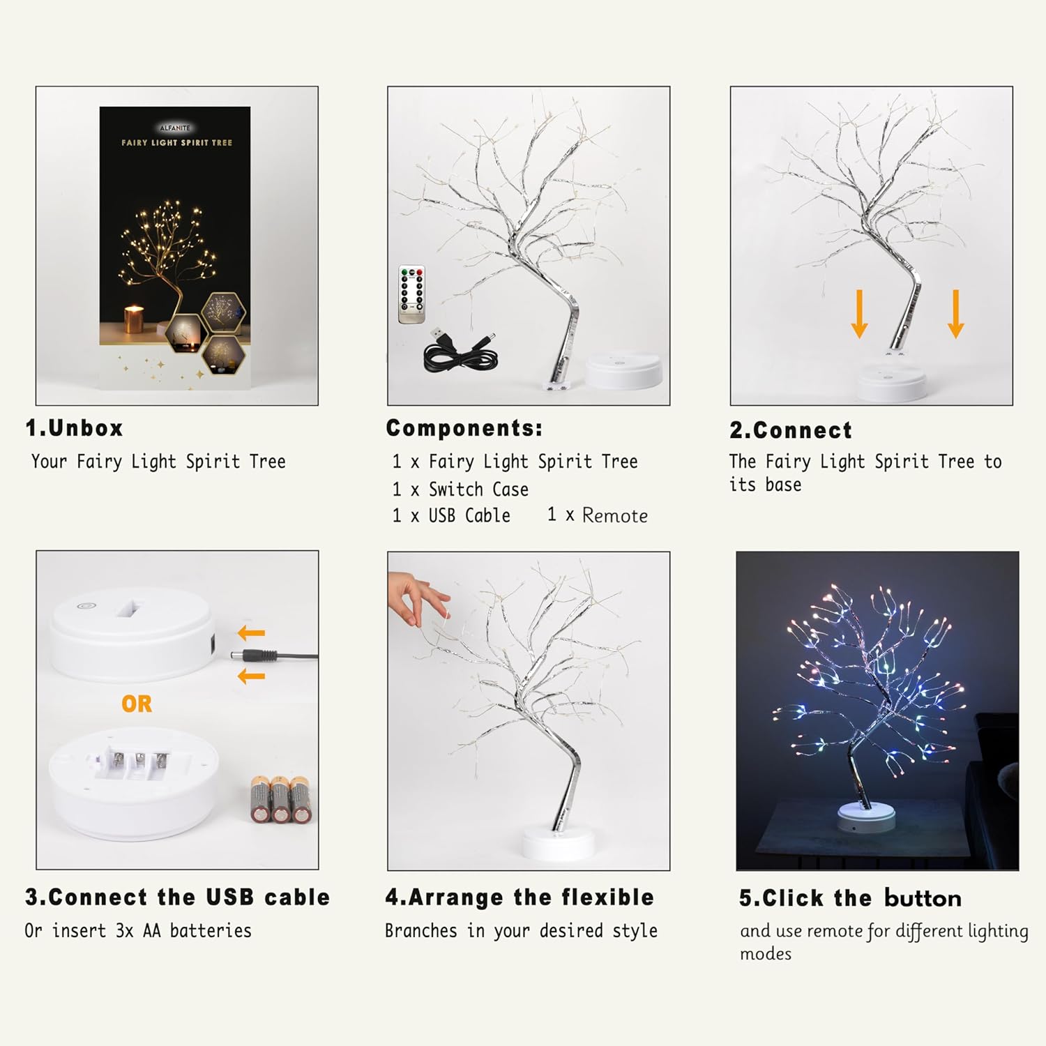Twinkling Tree Fairy Light Spirit Tree Lamp Bonsai Tree Light, Fairy Light Tree, Cute Room Decor Aesthetic Decor, Cute Night Light Lamp, Twinkle Tree (RGB Lights 108 LED with Remote)