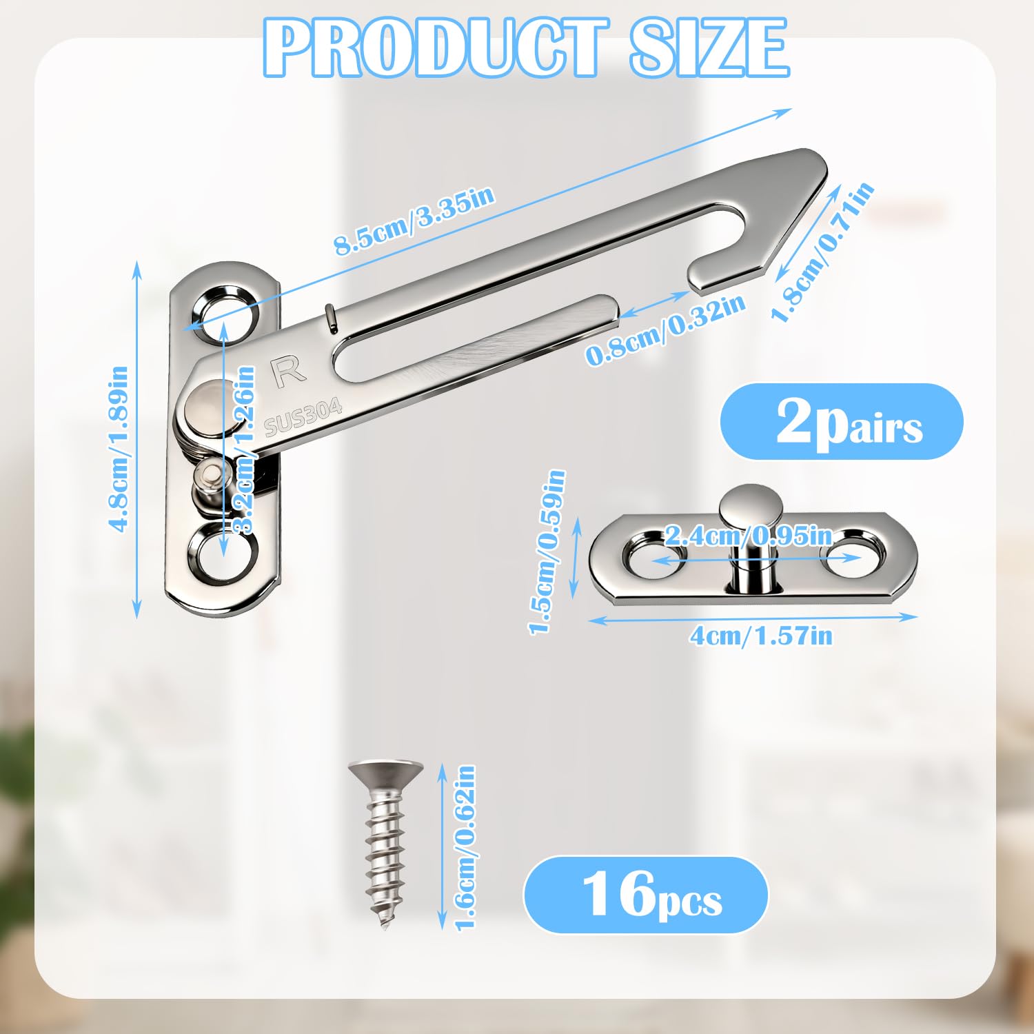 VLYX 4 Pack UPVC Child Safety Window Lock - Stainless Steel Security Restrictor Latches, Left/Right Hand Fit, Home & School - Image 2