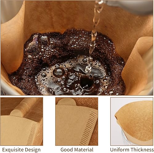 Miniatura 3 de Filtros de café #2, 500 filtros de café desechables naturales sin blanquear, 2 papel de cono de filtro para cafeteras