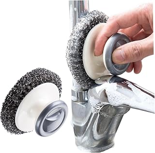 2Pcs Steel Wool Scrubber Pot Scrubber Stainless Steel Scrubber with Handle Kitchen Durable Scrubbers Dish Cleaning Brush Wash Sink Brushes