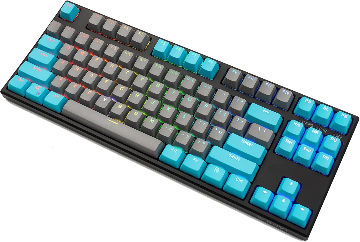 BOYI IK87 Hot Swappable TKL RGB Tri-Mode Mechanical Keyboard,87 Keys PBT Keycaps BT5.0/2.4GHz/Wired NKRO Gaming Keyboard with Programmable Software for Mac/Win/Gamers (Blue Gray Color)