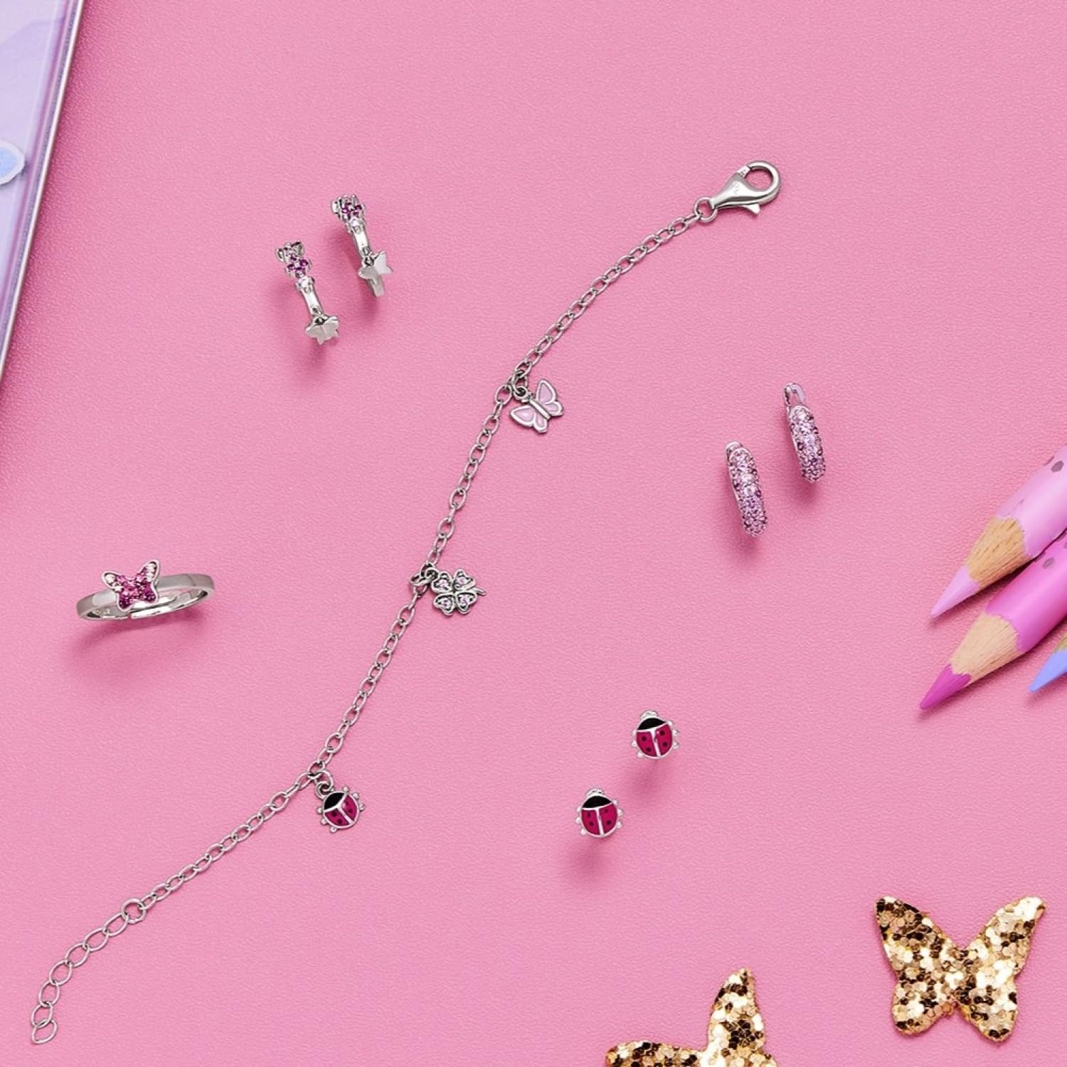 Prinzessin Lillifee Anillo de plata de ley 925 para niñas, con piedras preciosas, viene en caja de regalo