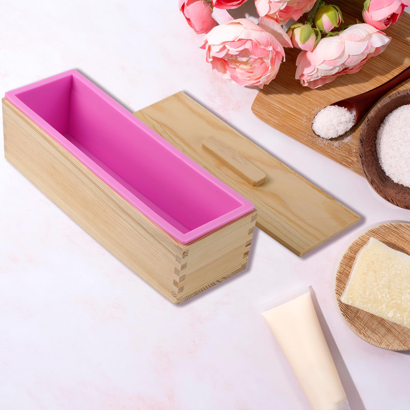 ZibugZag Silikon-Seifenformen Set – 6 Stück, Je 1,2 Liter, Mit Holzbox, Für Hausgemachte Seife
