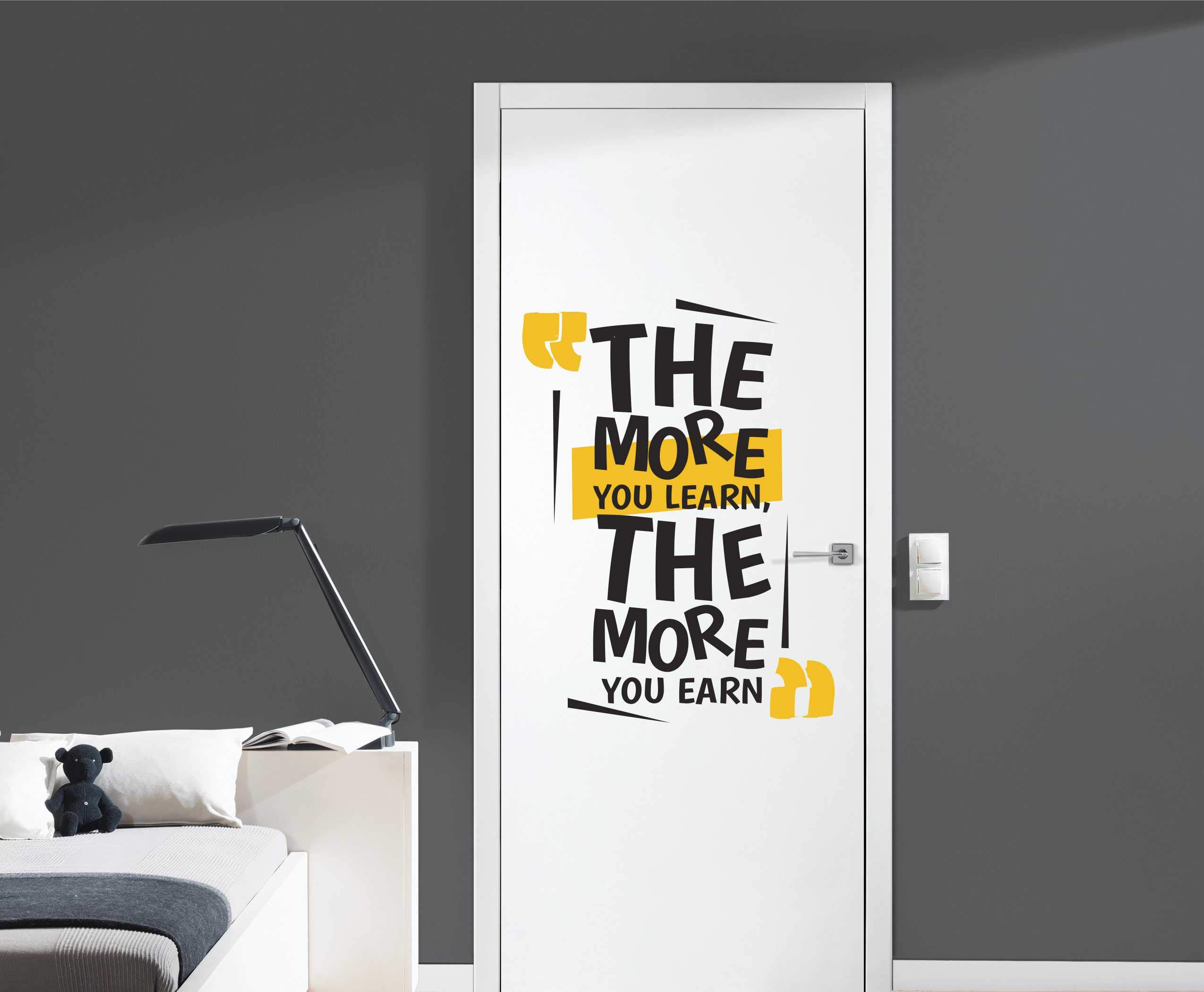 Wall Attraction Multicolored The More You Learn, The More You Earn Quote Door/Wall Stickers for Living Room, Bedroom, Office (Vinyl, Standard) (B08FNYS92W) Amazon Price History, Amazon Price Tracker