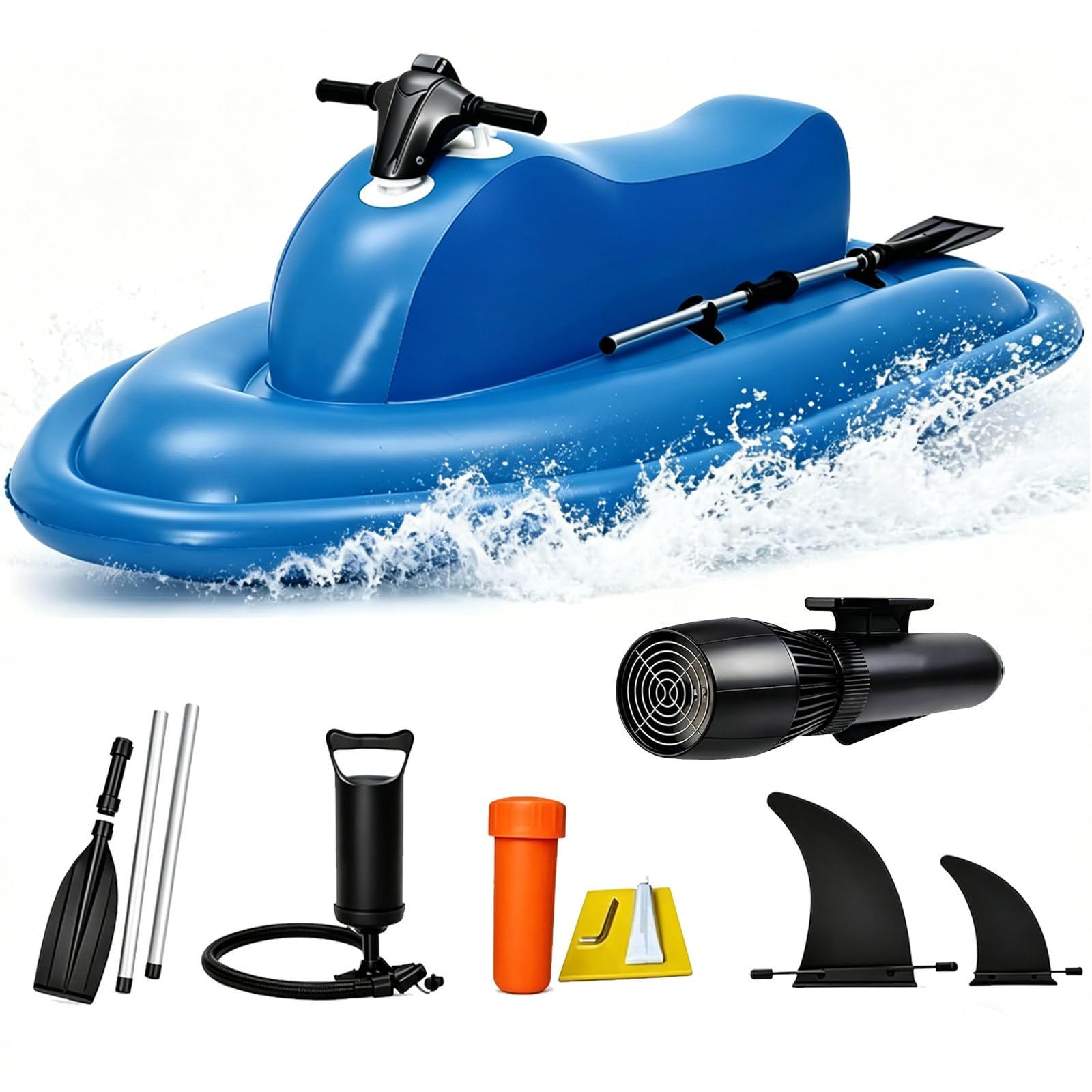 Osnzyc 2-in-1 Inflatable Electric Underwater Scooter Jet Ski, Ride-On Motorized Watercraft, 3-9km /H,Remote (9-Speed) | Portable Electric Motor Jet Boat 500W10A