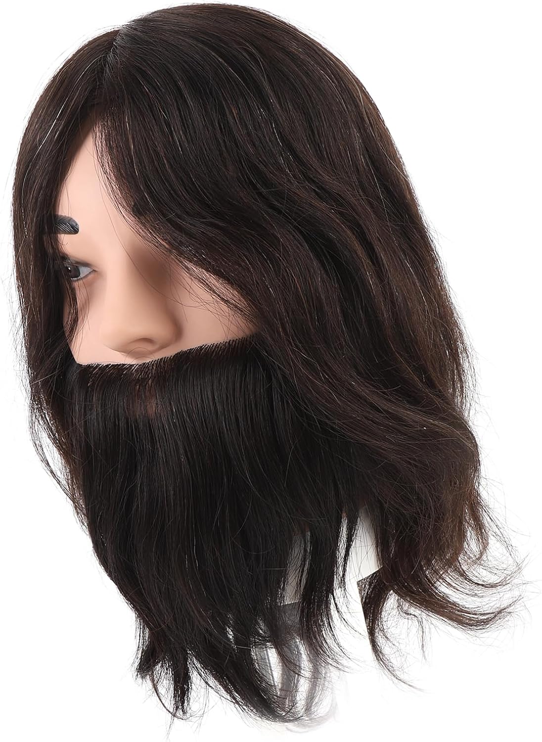 Male Mannequin Head with Realistic Beard, Barber Training Head for Hair Styling Practice, Durable Resin PVC Beard Model with Ergonomic Design for Barbershop or Personal