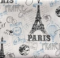 Vista 8 de Sheicon The Yard - Tela con estampado de la Torre Eiffel de París, 60 pulgadas de ancho, diseño de romance francés, vintage, para proyectos