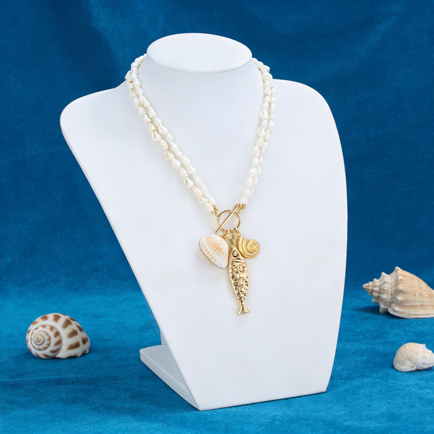 Shell Necklaces for Women Trend Boho Scarf Necklaces Ocean Mermaid Conch Seashell Necklace Summer Gold Fish Necklace Fashion Beach Jewelry - Image 3