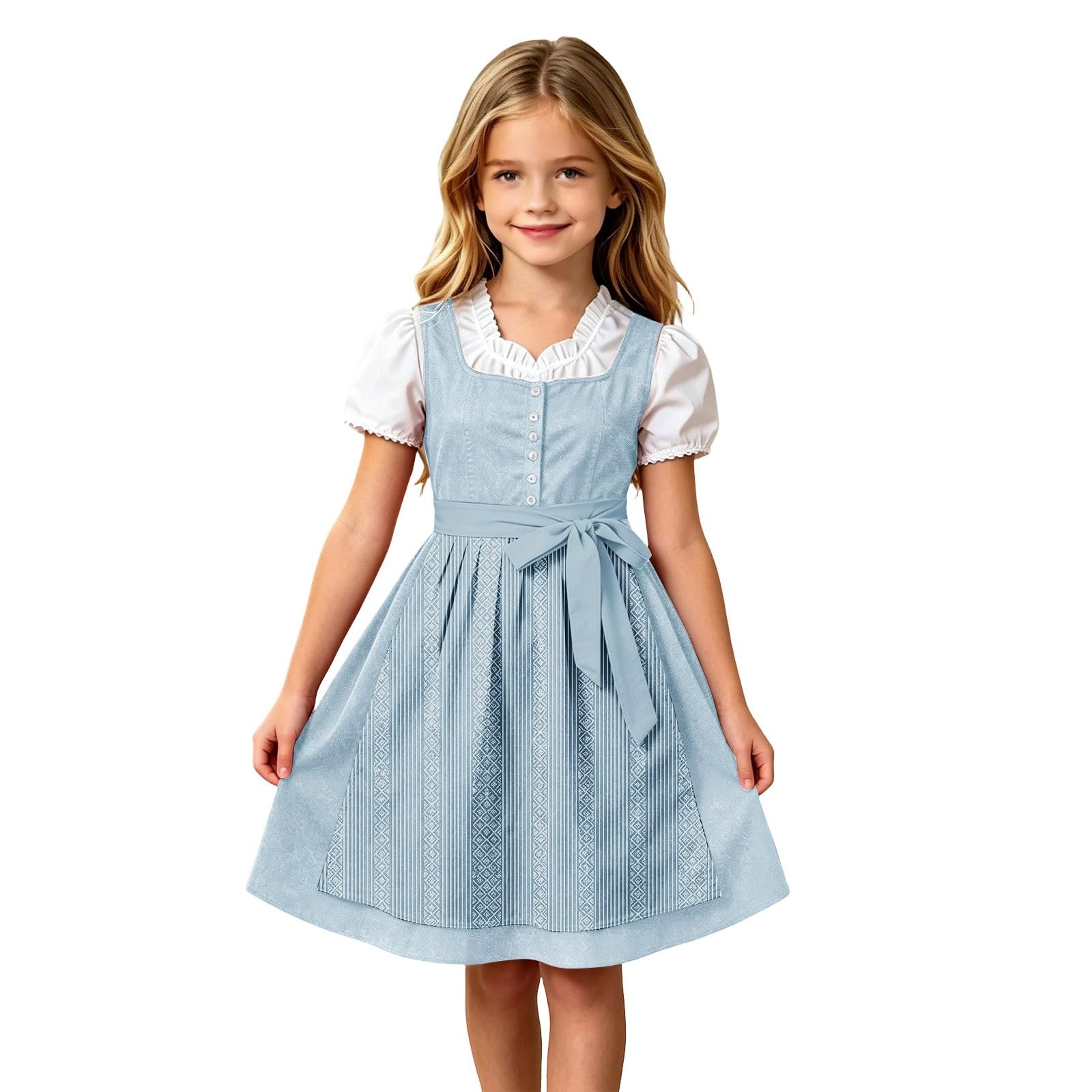 Girls Oktoberfest Costume Bavarian Beer Festival Dirndl Dress with Apron โ image 1