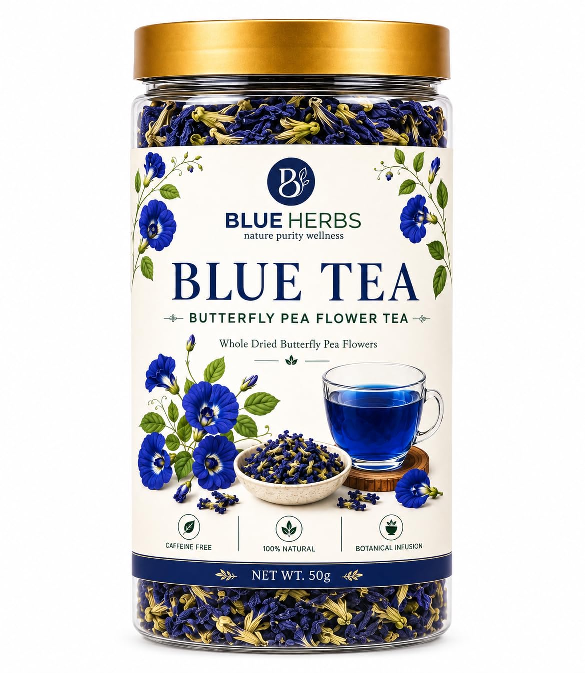 THA BLUE HERB「20YEARS,PASSION&RAIN」 BLUE HERBS - Premium Butterfly Flower Tea – 50g (140+ Cups) | 100