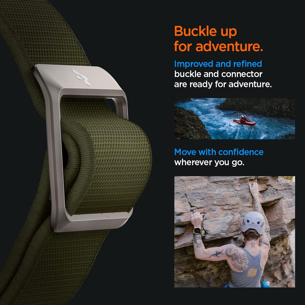 Spigen Lite Fit Ultra Strap Designed for Apple Watch Band Compatible with Ultra 3/2/1 49mm, Series 11/10 46mm, 9/8/7 45mm, SE3/SE2/SE/6/5/4 44mm, 3/2/1 42mm Nylon Solo Loop - Khaki