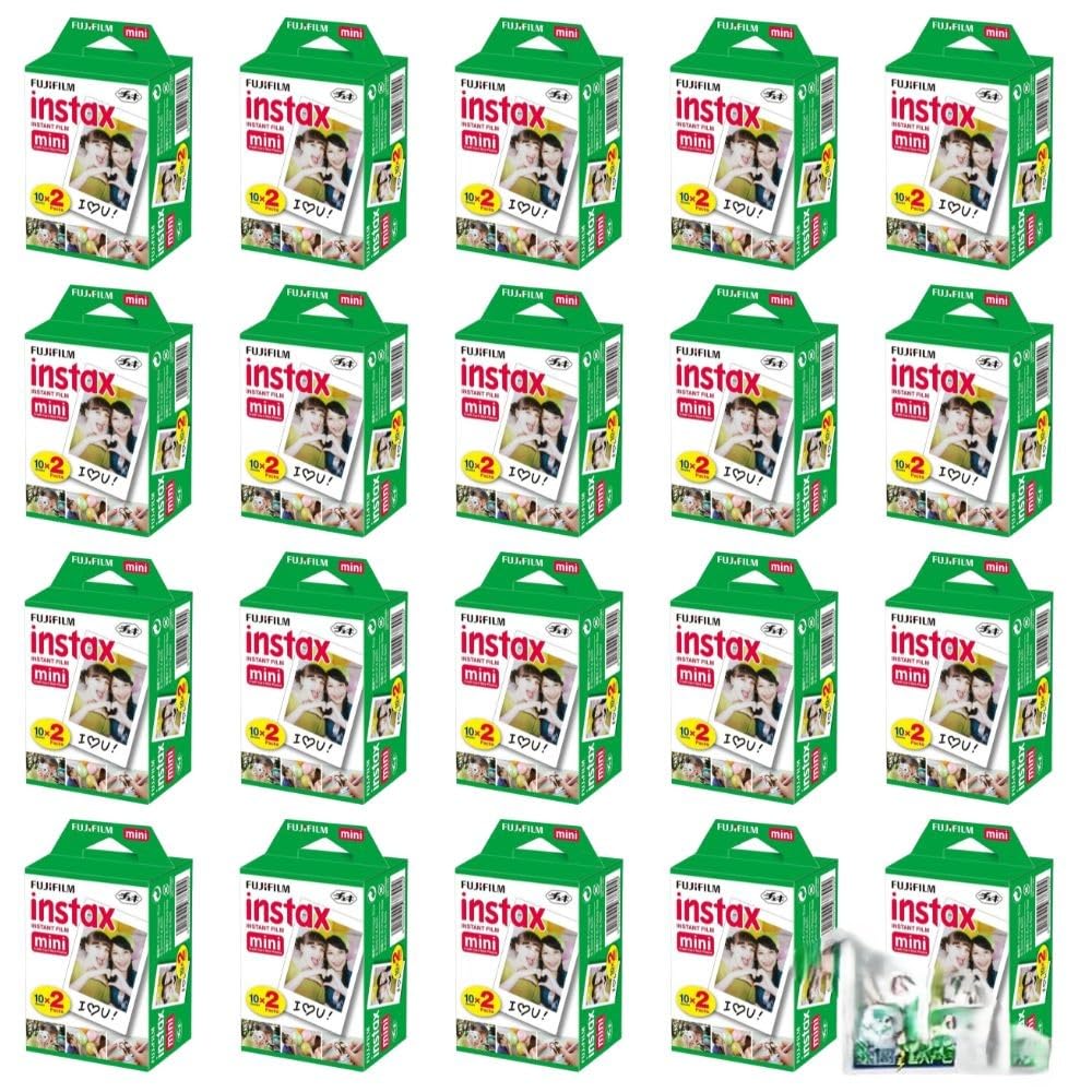 Fujifilm Instax Mini Instant Film for Mini Cameras, White, Credit Card Sized with Free Bonus Cap Keeper - (20 x Twin Packs)