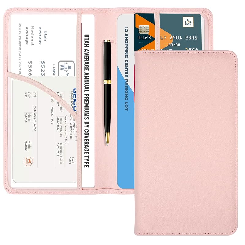 Porta-Documentos Automotivo CoBak para Porta-Luvas e Seguro Lychee Pink