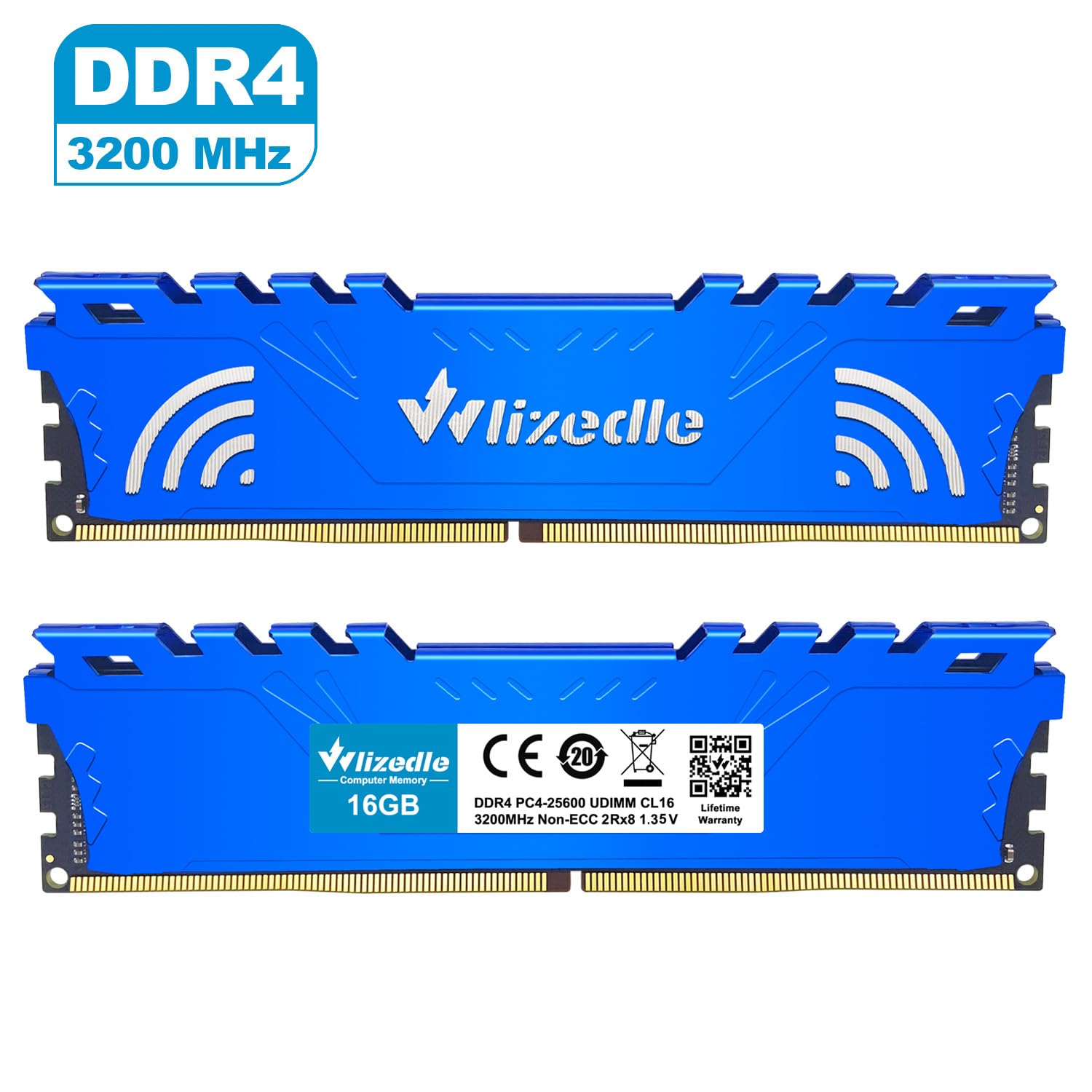Wlizedle DDR4 RAM 32GB Kit (2x16GB) 2666MHz CL19 U-DIMM Desktop Memory