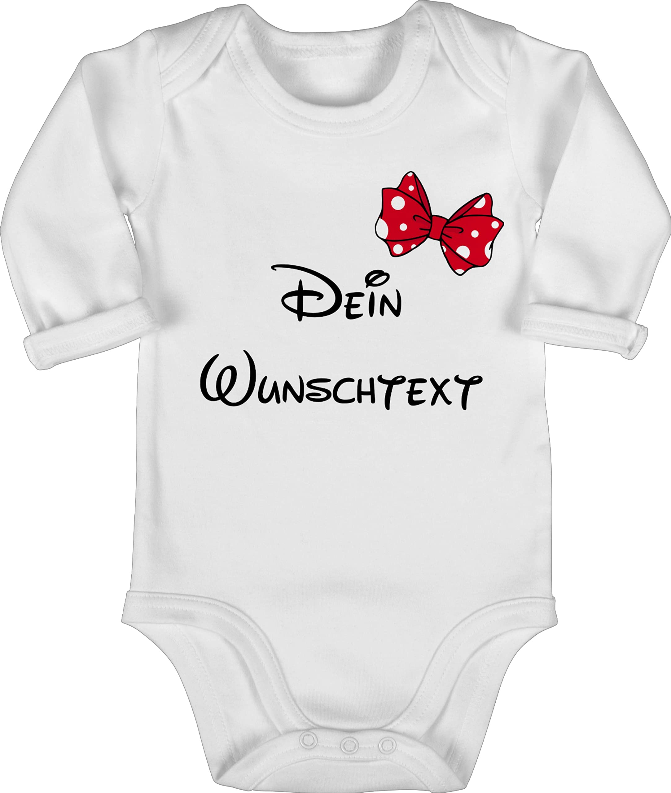 Geschenk mit Namen personalisiert by Shirtracer - Baby Body langarm Mädchen Junge - Aufdruck selbst gestalten - Wunschtext mit Schleife I