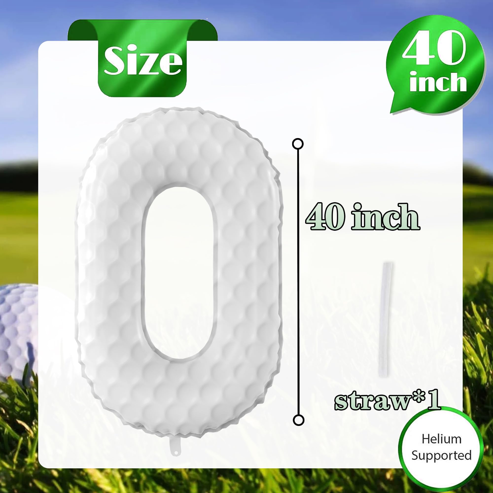 Balony z cyframi golfowymi, duże, sportowe, tematyczne, na przyjęcie urodzinowe, numery, golf, imprezy sportowe, dla dzieci, artykuły dekoracyjne na przyjęcie urodzinowe (numer 0)