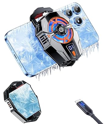 GR Deals X20 Mobile Cooling Pad |Mobile Cooler | Gaming Fan | for Instant Cooling Advanced Refrigeration Chip & LED Temperature Display Compatible for Android and Phones - (Black).