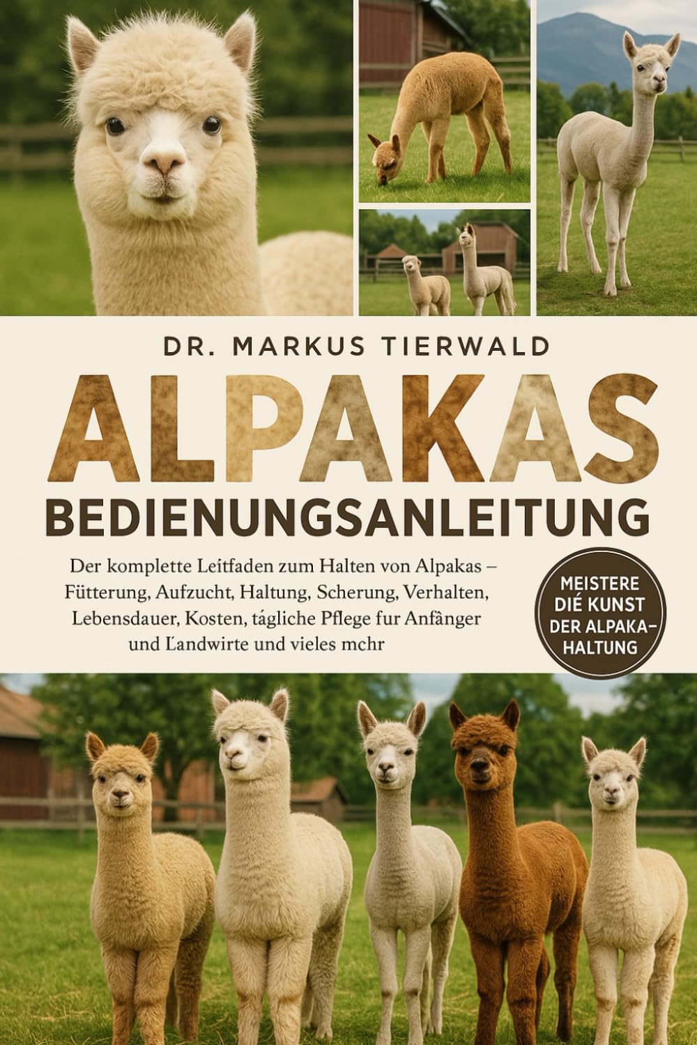 ALPAKAS BEDIENUNGSANLEITUNG: Der komplette Leitfaden zum Halten von Alpakas - Fütterung, Aufzucht, Haltung, Scherung, Verhalten, Lebensdauer, Kosten, ... für Anfänger und Landwirte und vieles mehr