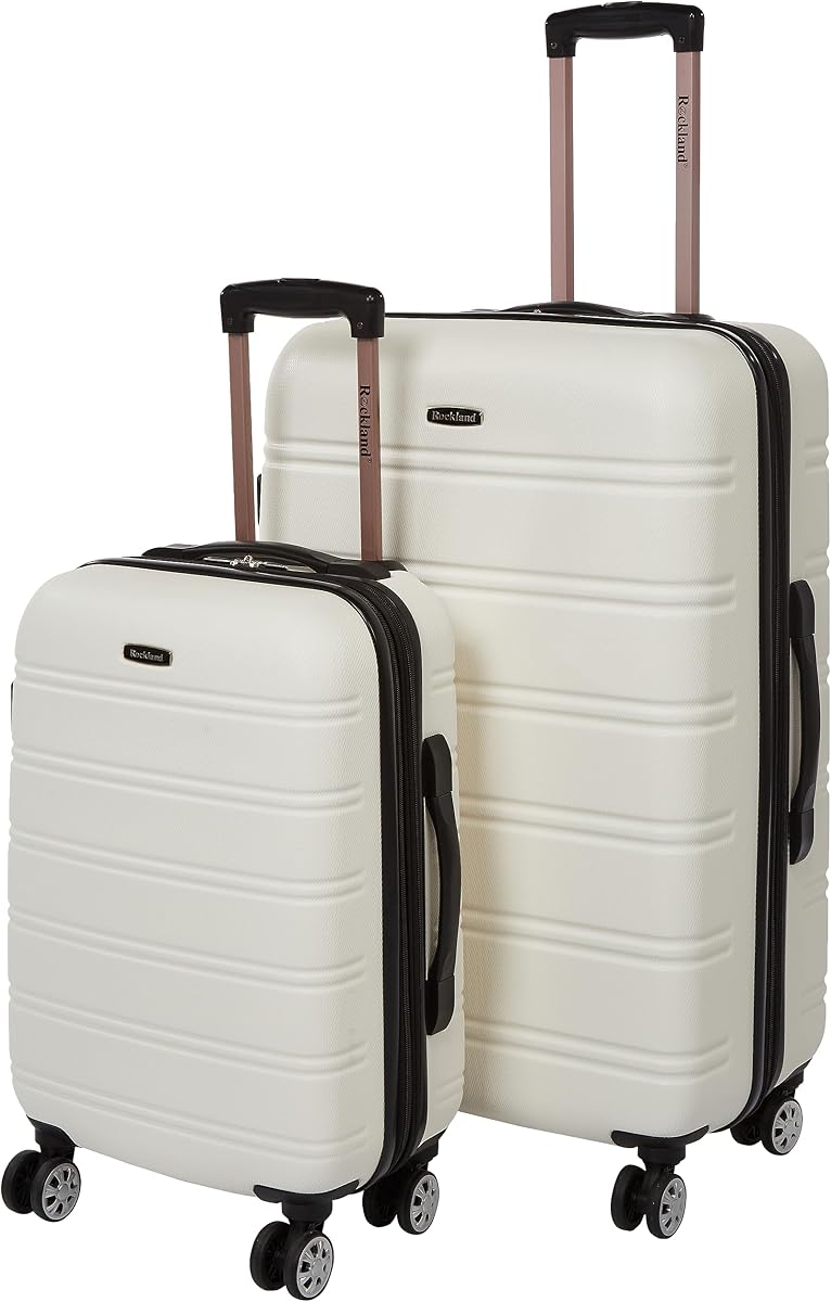 Rockland Melbourne Hardside Equipaje con ruedas giratorias expandibles, blanco, 2 piezas (20"/28")