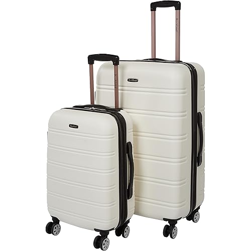 Rockland Melbourne Hardside Expandable Spinner Wheel Luggage, White, 2 Piece (20/28)
