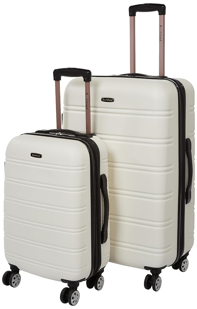 Rockland Melbourne Hardside Expandable Spinner Wheel Luggage White 2 Piece 20 28