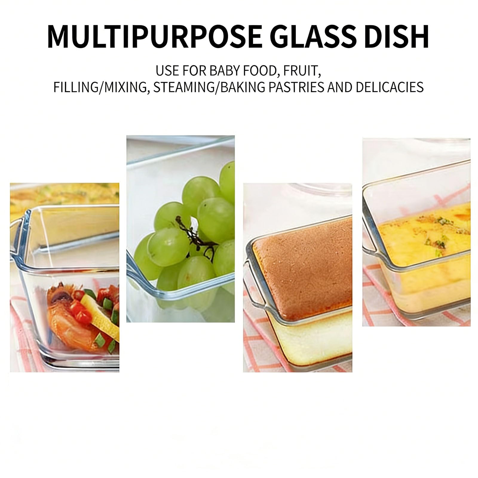 Stampo per pane in vetro qualità con manici e coperchio, 27x14x7 cm, perfetto per servire dolci fatti in casa, teglia in vetro adatta forno